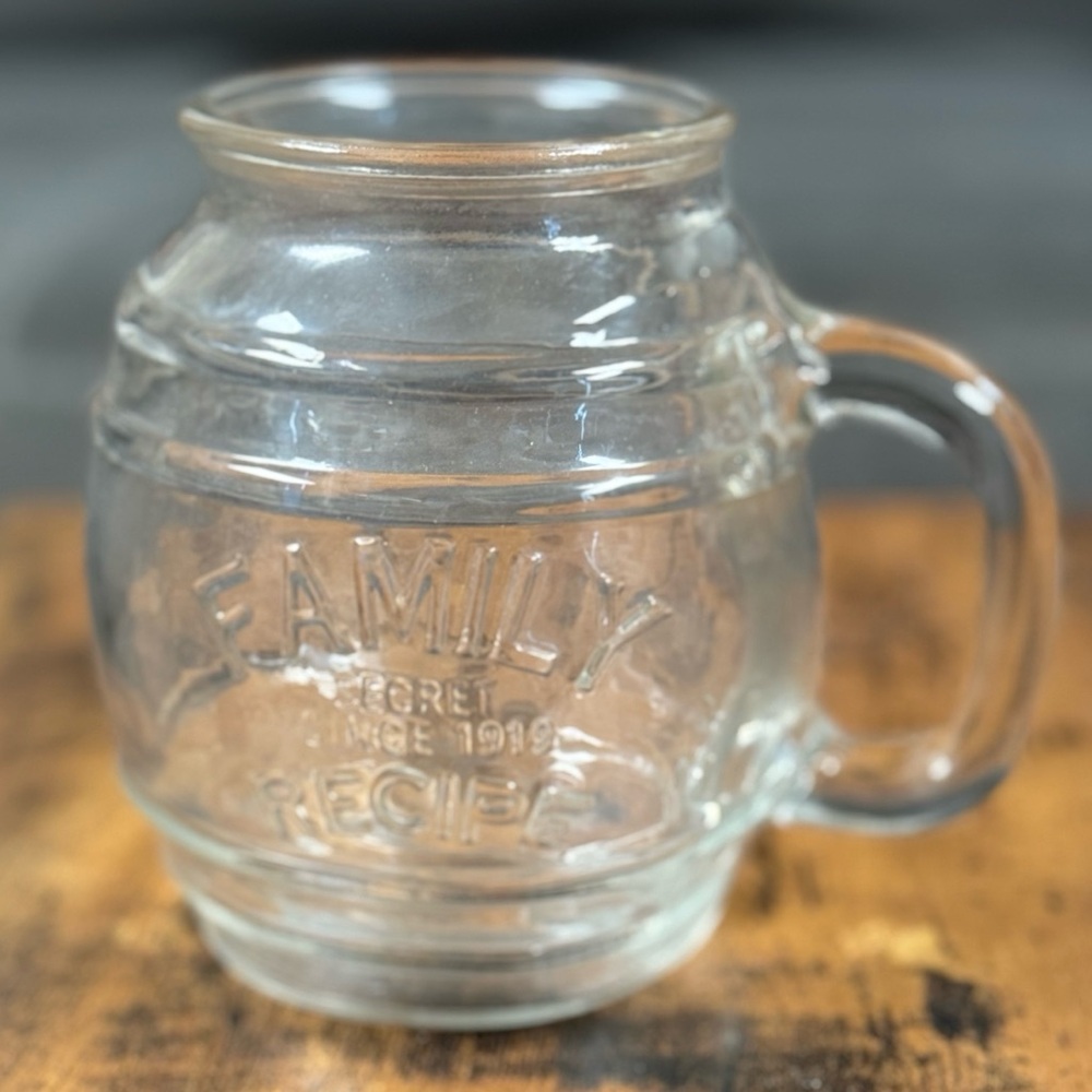 Vintage Circleware Family Recipe Secret Since 1919 Glass Barrel Mug